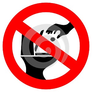 Do not throw trash in toilet vector sign photo