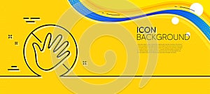 Do not touch hand line icon. Hygiene rules - No touch with bare hand sign. Minimal line yellow banner. Vector