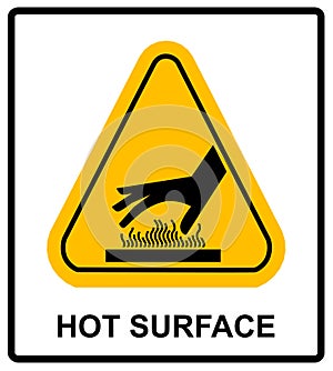 Do not touch hot surface danger signs illustration vector