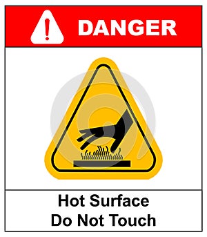 Do not touch hot surface danger signs illustration vector