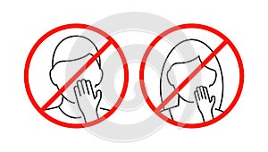 Do not touch your face icon on white background