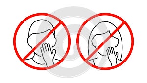 Do not touch your face icon on white background photo