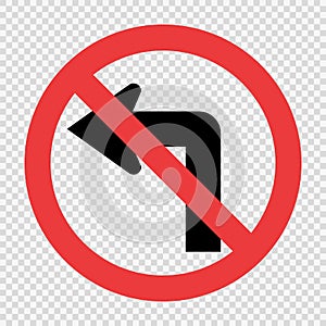 Do not turn left traffic sign on transparent background photo