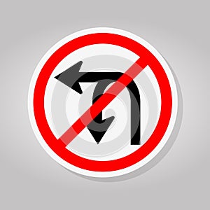 Do Not Turn Left Or U- Turn Left Traffic Road Sign Isolate On White Background,Vector Illustration