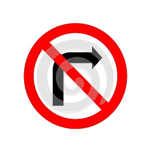 Do Not Turn right Traffic Road Sign,Vector Illustration, Isolate On White Background,Symbols, Label