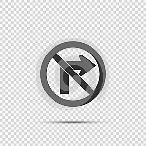 Do not turn right traffic sign on transparent background