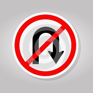 Do Not U-Turn Right Traffic Sign Isolate On White Background,Vector Illustration