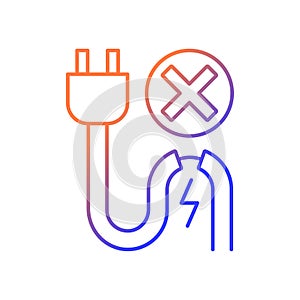 Do not use when damaged cable gradient linear vector manual label icon