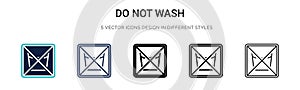 Do not wash icon in filled, thin line, outline and stroke style. Vector illustration of two colored and black do not wash vector