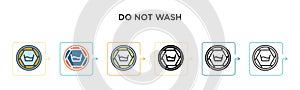 Do not wash vector icon in 6 different modern styles. Black, two colored do not wash icons designed in filled, outline, line and