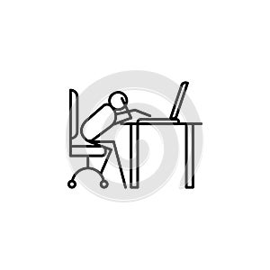 do not work at work outline icon. Element of lazy person icon for mobile concept and web apps. Thin line icon do not work at work