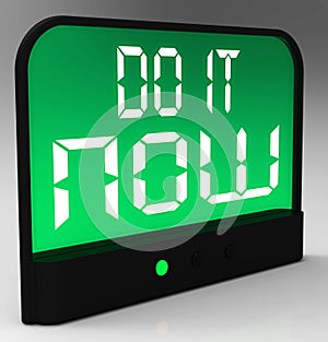 Do It Now Clock Showing Urgency For Action