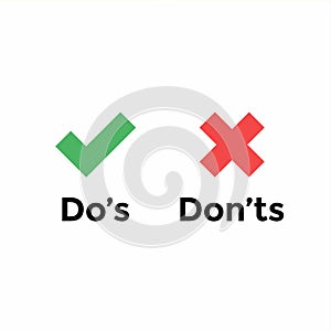 Do`s and Don`ts with Tick and Cross.