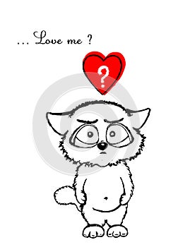 Do you Love Me? An illustration with a cute cat, valentine card.