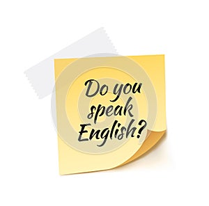 Do You Speak English Stick Note Vector Illustration