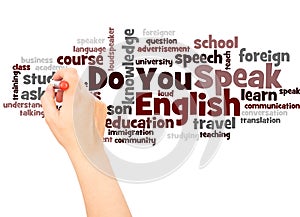 Do You Speak English word cloud hand writing concept