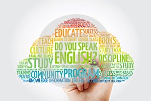 Do You Speak English? word cloud with marker