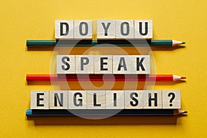 Do you speak English word concept on cubes