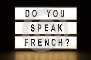 Do you speak French light box sign board