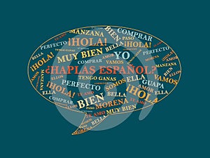 Do You Speak Spanish in Spain language words hablas EspaÃ±ol speak Spanish bubble speech. with most popular Spanish words in net