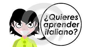 Do you want to learn italian, question, spanish, study languages, isolated.