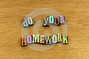 Homework learning preparation job training home work instruction photo