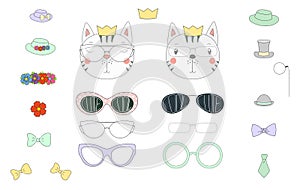 Do it yourself cat heads with glasses and accessories