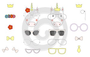Do it yourself unicorn heads with glasses and accessories