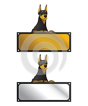 Doberman With Horizontal Sign Board