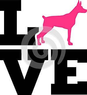 Doberman Love Silhouette