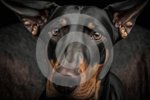 doberman pining after lost owner with sad eyes photo