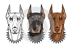 Doberman pinscher, american doberman, pet logo, dog doberman, colored pets for design, colour illustration suitable as logo or tea