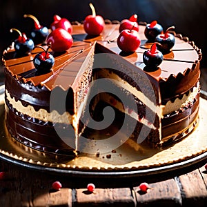 Dobos Torte , traditional popular sweet dessert cake