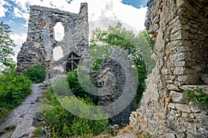 Dobra Voda castle ruins in heart of nature, Slovakia