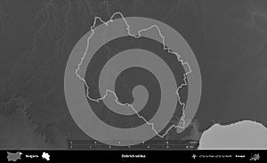 Dobrich-selska outlined, Bulgaria. Grayscale