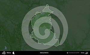 Dobrus District highlighted, Belarus. Physical