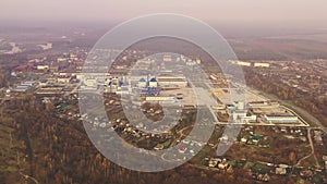 Dobrush, Gomel Region, Belarus. Aerial View Of Modern Paper Factory. Bird`s-eye View