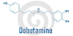 Dobutamine sympathomimetic drug molecule. Skeletal formula. Chemical structure