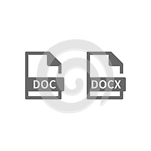 Doc and docx file format vector icon. Microsoft word files.