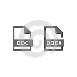 Doc and docx file format vector icon. Microsoft word files. photo