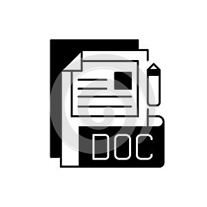 DOC file black linear icon