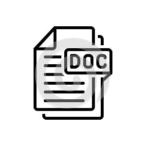 Black line icon for Doc, document and file