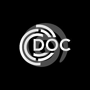 DOC letter logo design on black background. DOC creative initials letter logo concept. DOC letter design