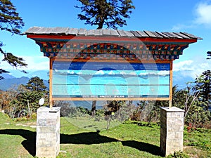 Information board at the Restaurant at Dochula Pass, Bhutan photo