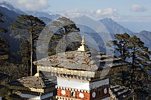 Dochula pass on the road from Thimpu to Punakha
