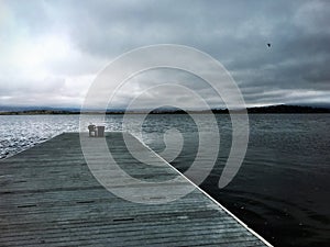 Dock on a dark lake