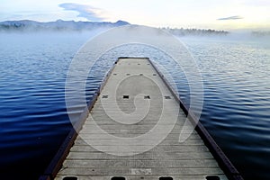 Dock on Lake Early Morning Mist