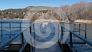 A dock at Lake Roberts in New Mexico.