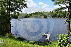 Dock at Leonard Pond located in Childwold, New York, United States