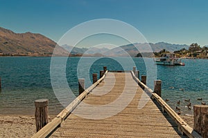 Dock on New Zealand mountain lake